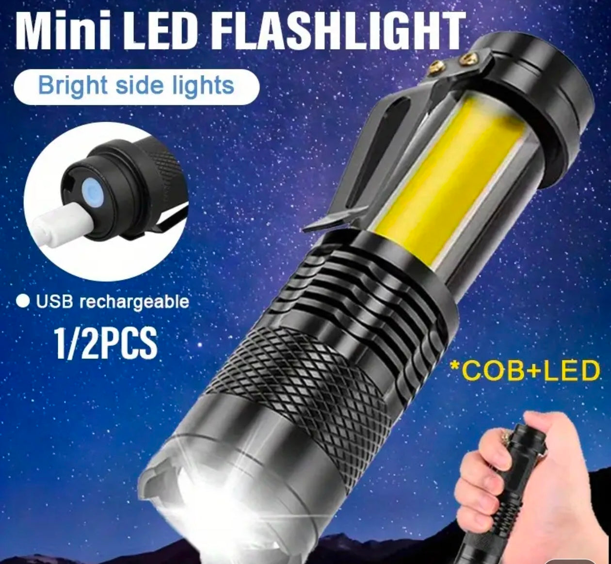 Lot Imported Zoomable Rechargeable Torch XPE+COB Lot Imported Zoomable Rechargeable Torch XPE+COB